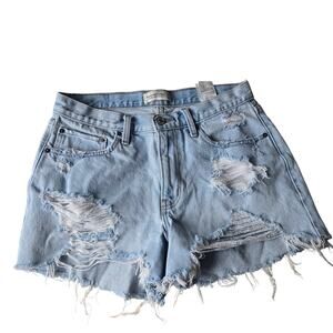 Abercrombie & Fitch Mid Rise Boyfriend Jean Shorts Shredded Light Women's 28/6